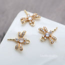 10pcs CZ Pave dragonfly Charm, Zircon dragonfly Pendant, dragonfly Charm, 16.5X17mm Jewelry Making, Material Craft Supplies