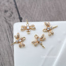 10pcs CZ Pave dragonfly Charm, Zircon dragonfly Pendant, dragonfly Charm, 16.5X17mm Jewelry Making, Material Craft Supplies