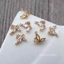 10pcs CZ Pave Leaves Charm, Leaves Zircon Connector, 13*14mm Leaves Clear Gemstone Charm, Jewelry Making, Material Craft Supplies