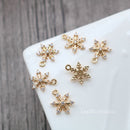 10pcs CZ Pave Snowflake Charm, Zircon Pendant, Snowflake Charm, 11mmmm Jewelry Making, Material Craft Supplies