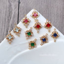 10pcs CZ Pave Square Charm, Square Zircon Connector, 11mm Clear Gemstone Charm, Jewelry Making, Material Craft Supplies