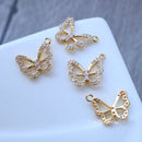 10pcs Butterfly CZ Pave Stamen Charm, Zircon Butterfly Pendant, Butterfly Charm, 13x17mm DIY Jewelry Making, Material Craft Supplies