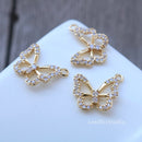 10pcs Butterfly CZ Pave Stamen Charm, Zircon Butterfly Pendant, Butterfly Charm, 13x17mm DIY Jewelry Making, Material Craft Supplies