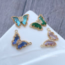 10pcs Butterfly CZ Pave leaf Charm, Butterfly Zircon Pendant, 12*14mm Butterfly Charm, DIY Jewelry Making