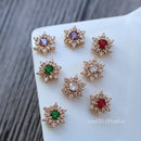 10pcs Hexagonal Flower CZ Pave Pendant Charm, zircon Flower Charm Pendant, Flower Glass crystal flower CZ Pave Pendant