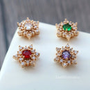 10pcs Hexagonal Flower CZ Pave Pendant Charm, zircon Flower Charm Pendant, Flower Glass crystal flower CZ Pave Pendant