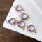 10pcs Heart shape Crystal Glass Pendant Charm, Pink, purple, red Faceted Lucite beads, Round Channel Charm, Bezel Gemstone