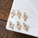 10pcs cz pave Leaves charm, bracelet necklace pendant, pave charm, gold plated over brass, crystal CZ Pave Connector