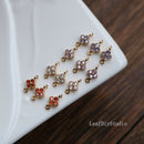 20pcs 6mm zircon Four-leaf clover shape cz pave charm pendant, flower pave charm, gold plated over brass, crystal CZ Pave Connector