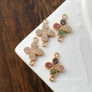 10pcs clover zircon, Four-leaf clover shape cz pave charm pendant, flower pave charm, crystal CZ Pave Connecto