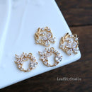 10pcs cz pave flower charm, bracelet necklace pendant,pave charm, gold plated over brass, crystal pendant