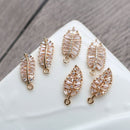 10pcs Leaves CZ Pave Leaves Pendant Charm, Wheat ear Zircon Leaves Clear Gemstone Charm, Jewelry Making, Material Craft Supplies