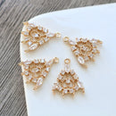 10pcs Flow rate CZ Pave Leaves Pendant Charm, Zircon Clear Gemstone Charm, Jewelry Making, Material Craft Supplies