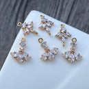 10pcs flower CZ Pave Charm, Zircon leaf Connector, Clear Gemstone Charm, Jewelry Making, Material Craft Supplies