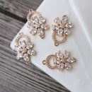 2pcs flower CZ Pave Leaves Pendant Charm, Zircon Six petals flower Connector, Leaves Jewelry Making, Material Craft Supplies