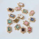 10pcs Rectangle CZ Pave Charm, Zircon squarePendant, Connector, 8x10mm/ 9mm, Jewelry Making, Material Craft Supplies