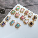 10pcs Rectangle CZ Pave Charm, Zircon squarePendant, Connector, 8x10mm/ 9mm, Jewelry Making, Material Craft Supplies