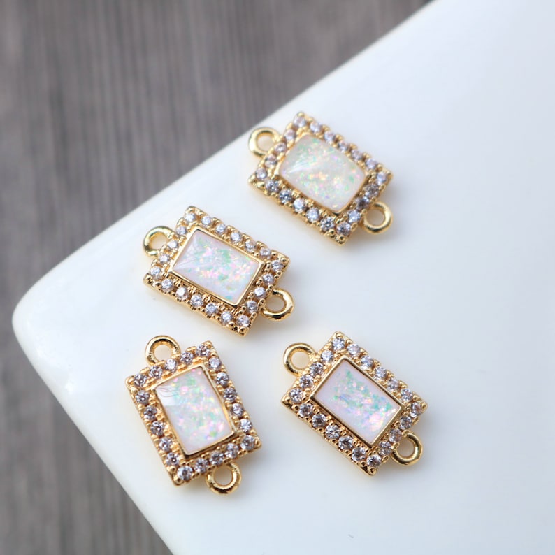 10pcs Rectangle CZ Pave Charm, Zircon squarePendant, Connector, 8x10mm/ 9mm, Jewelry Making, Material Craft Supplies