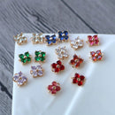 10pcs Four petal flower grass CZ Pave Charm, Clear Zircon Connector, 7.7*10mm Gemstone Charm,Jewelry Making, Material Craft Supplies