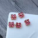 10pcs Four petal flower grass CZ Pave Charm, Clear Zircon Connector, 7.7*10mm Gemstone Charm,Jewelry Making, Material Craft Supplies