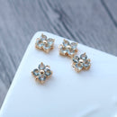 10pcs Four petal flower grass CZ Pave Charm, Clear Zircon Connector, 7.7*10mm Gemstone Charm,Jewelry Making, Material Craft Supplies