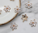 10pcs flower CZ Pave Charm, Zircon flower leaf Connector, Zircon flower 13.5mm Jewelry Making, Material Craft Supplies