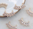 10pcs CZ Pave Eyelashes Charm, Zircon Crown Pendant, 14.6x25.4mm Charm Connector, Jewelry Making, Material Craft Supplies