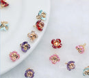 10pcs Flower pendant CZ Pave Charm, CZ Zircon 14x10mm Pendant, Zircon Jewelry Making, Flower Zircon Material Craft Supplies