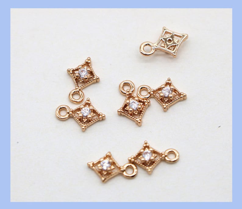 20pcs CZ Pave diamond Charm, Zircon Pendant, 4x24mm diamond CZ Zircon Charm Connector, Jewelry Making, Material Craft Supplies