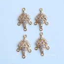 10pcs cz pave connection charm pendant, pave charm, gold plated over brass, CZ Pave Double hanging drop pendant