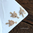 10pcs cz pave connection charm pendant, pave charm, gold plated over brass, CZ Pave Double hanging drop pendant