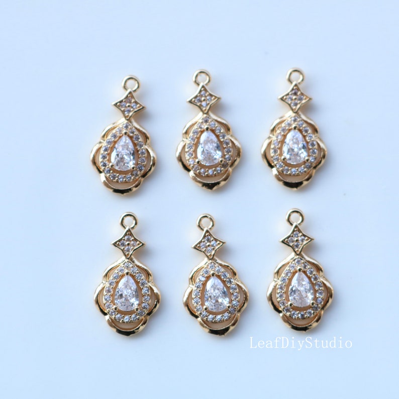 10pcs Teardrop Glass zircon Charm pendant 12x20mm Zircon Charm, CZ Pave Pendant Charm, DIY earrings necklace pendant Jewelry Making 11 color