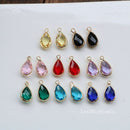 20pc Teardrop Glass zircon pendant Charm, Zircon Charm CZ Pave Pendant Charm, DIY pendant Jewelry Making