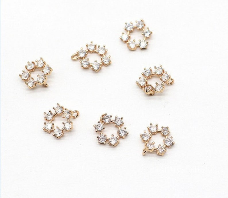 10pcs Zircon pendant, 9mm CZ Pave Wreath Pendant , Jewelry Making, Material Craft Supplies