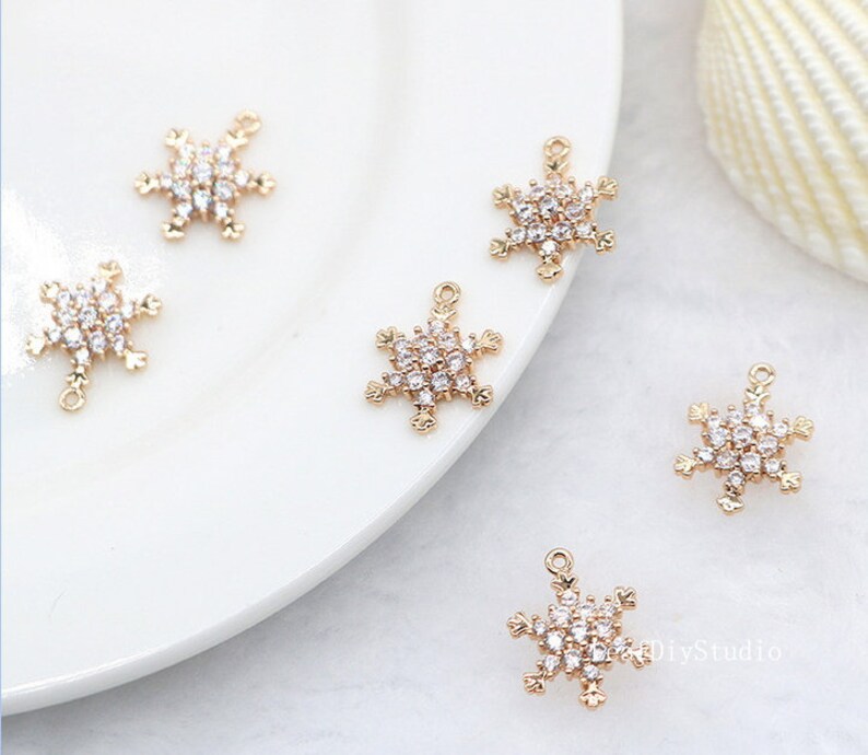 10pcs Snow Zircon pendant, Snow 11mm CZ Pave Pendant , Jewelry Making, Material Craft Supplies