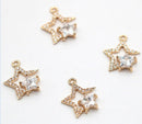 10pcs Star Zircon pendant, 13x14mm CZ Pave Star Pendant , Jewelry Making, Star Material Craft Supplies