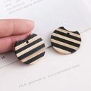 4pcs Epoxy Resin Pendants, Semi Translucent White Resin Findings, Wood and Resin Pendant, Color Blocked, Large Round Charm