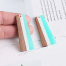 4pcs Epoxy Resin Pendants, Semi Translucent White Resin Findings, Wood and Resin Pendant, Color Blocked, Large Trapezoid Charm