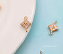 10pcs CZ Pave Rhombus Charm Pendant, 12.7x8mm Zircon Connector, Jewelry Making, Material Craft Supplies