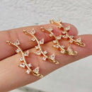 10pcs cz pave Leaves charm,bracelet necklace pendant,pave charm,gold plated over brass