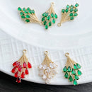 10pcs cz pave Leaves charm,bracelet necklace pendant,pave charm,gold plated over brass