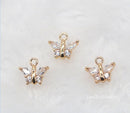 10pcs cz pave Butterfly garland charm, 14mm Butterfly pendant, pave flower charm, gold plated over brass