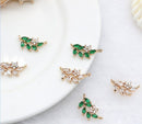 10pcs CZ Pave Leaves Charm, 8.8x18mm Leaves Zircon Pendant, Clear Flower Connector,Jewelry Making,Material Craft Supplies