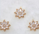 10pcs CZ Pave Eight petal flower Charm, 14mm flower Zircon Pendant , Jewelry Making, Material Craft Supplies