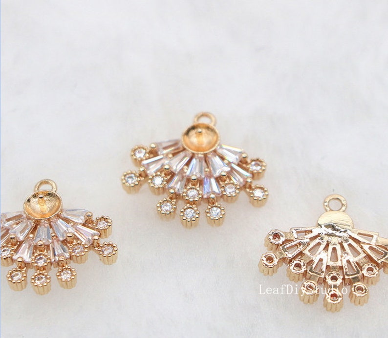 10pcs CZ Pave Crown Charm, 14x16mm Crown Zircon Pendant , Jewelry Making, Material Craft Supplies