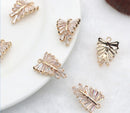 10pcs CZ Pave Leaves Charm, 12x18.5mm leaf Zircon Pendant , Jewelry Making, Zircon Material Craft Supplies