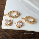 10pcs Zircon Charms, oval CZ Pave Flower Pendant, crystal Connecto, CZ Pave flower diy Jewelry Making