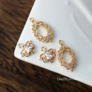 10pcs Zircon Charms, oval CZ Pave Flower Pendant, crystal Connecto, CZ Pave flower diy Jewelry Making