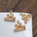 10pcs Castle zircon Charm pendant, Castle Zircon Charm, Castle CZ Pave Pendant Charm, DIY Finding Jewelry Making