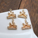 10pcs Castle zircon Charm pendant, Castle Zircon Charm, Castle CZ Pave Pendant Charm, DIY Finding Jewelry Making